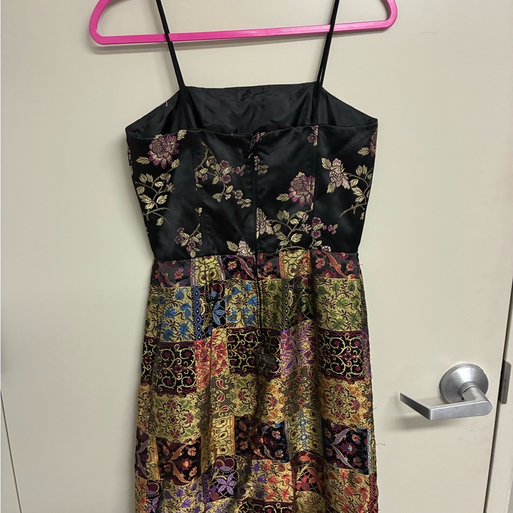 Options vintage Black Patchwork Satin brocade Dre… - image 5